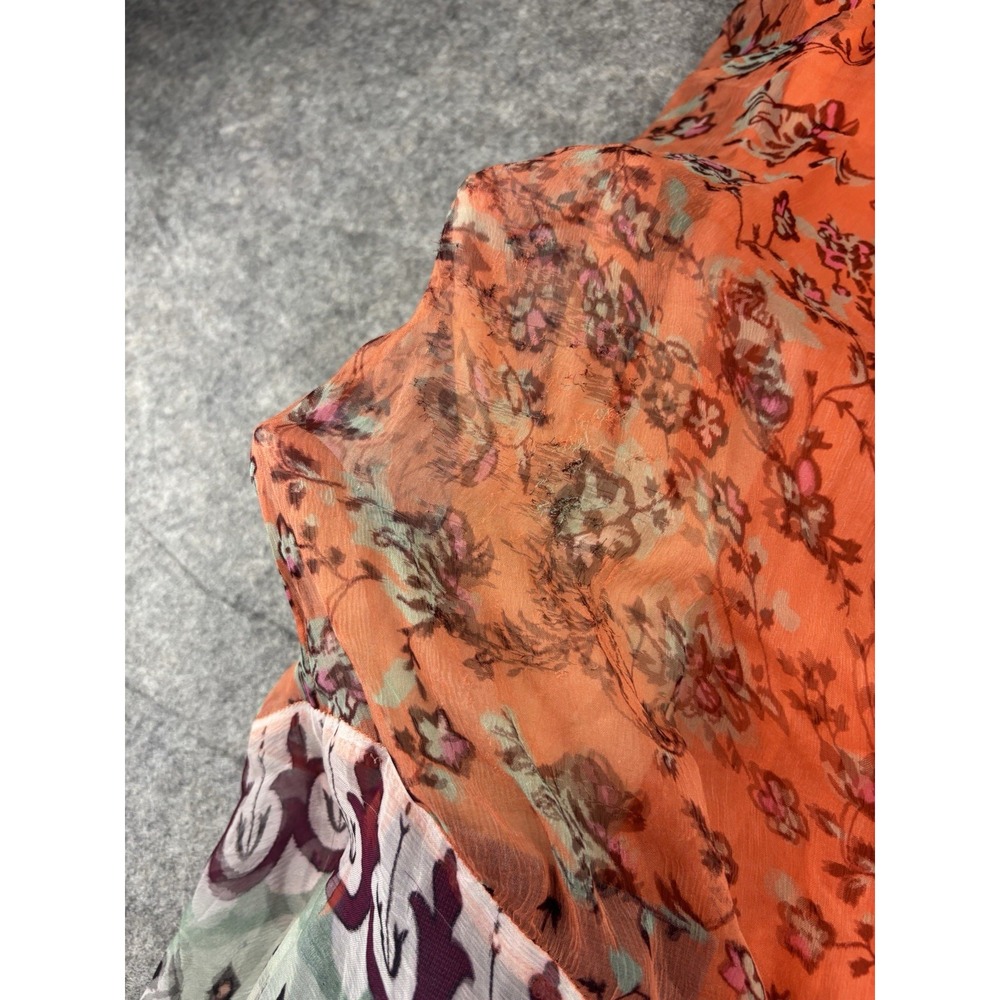 Sundance Womens M Floral Geometric Midi Sleeveless Chiffon Overlay Boho Chic SEE - Picture 8 of 8
